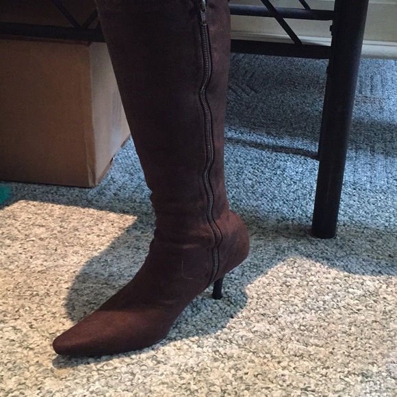 Brown Tall Suede Stretch Boot - Picture 2 of 2